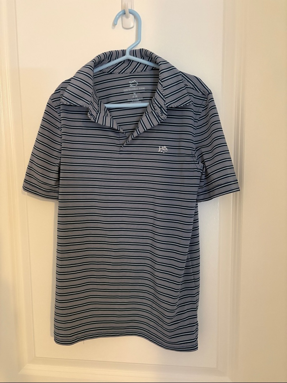 Southern Tide Navy & Light Blue Striped Polo size Youth M (8-10)